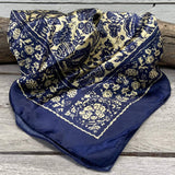 Royal Blue & Cream Paisley Wild Rag Scarf | Western Southwestern
