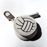 Sports Vegan Leather Bag Charm Keychain Volleyball