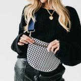 Westlyn Woven Vegan Leather Bum Bag | Navy Checkered No Studs