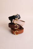 Minimalist Leather Gold Horseshoe Belt – Beige