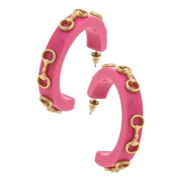 Sutton Horsebit Equestrian Horse Derby Western Resin Hoops Hot Pink