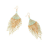 Fluorescence Beaded Drop Earrings in Gold & Blue
