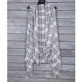 Black And White Plaid Long Sleeveless Vest