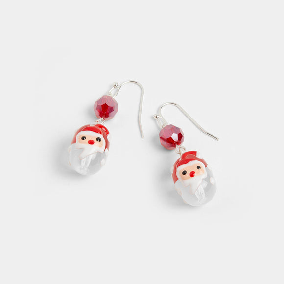 Santa Glass Bead Earring Christmas