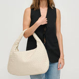 Victoria Woven Vegan Leather Hobo Bag | Oatmilk