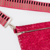 Fuchsia Hot Pink Woven Crossbody Bag