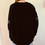 Sparkly Bow Patch Sweatshirt Pink Black