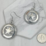 Silver Tone Lone Star Dangle Earrings