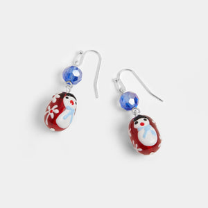 Snowman Bead Earring - Christmas