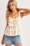 Ruffle Tiered Self-Tie Camisole Top