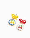Ceramic Lemon & Gold Bow Drop Earrings