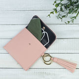 Key Ring Pouch With Tassel and Clip Gray