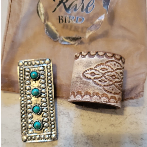 Western Southwestern Hat Hugger Wild Rag Scarf Slide Rectangle 4 Stone Concho