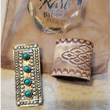 Western Southwestern Hat Hugger Wild Rag Scarf Slide Rectangle 4 Stone Concho