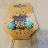 Western Southwestern Multicolor Stone Triangle Necklace Stud Earring Set