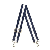 Tan Audrey Crossbody Bag Purse with Navy White Stripe Crossbody Strap