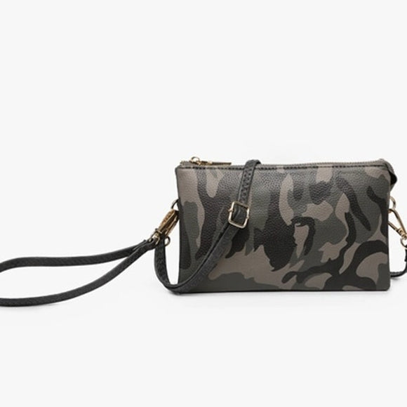 Camo Camouflage 3 Compartment Convertible Clutch Crossbody Wristlet