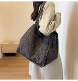 Leopard Print Shoulder Slouchy Tote Bag