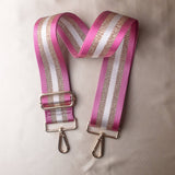 Pink and Gold Striped  Adjustable Crossbody Bag Purse Guitar Strap