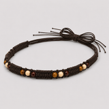 Brown Beaded Macramé Western Hat Band, Tie-On
