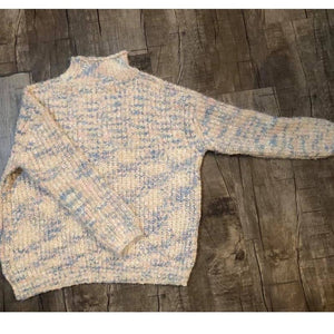 Pink, Blue, Cream Marled Chunky Sweater - M/L