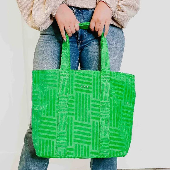 Teagan Terry Cloth Tote with Matching Pouch Green