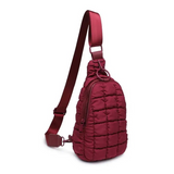 Bristol Puffy Quilted Nylon Sling Backpack Burgundy