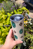 Cosmic Concho Western 20 oz Stainless Tumbler White Turquoise