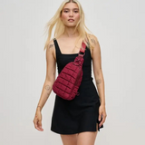Bristol Puffy Quilted Nylon Sling Backpack Burgundy