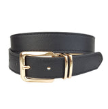 Classic Plain belt in Shiny Gold Buckle Black