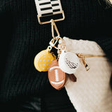 Sports Vegan Leather Bag Charm Keychain Volleyball