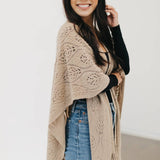 Prince Paisley Knitted Fringe Shawl Taupe