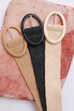 Raffia Oval Buckle Belt – Black