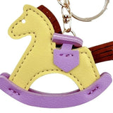 Do Everything In Love Vegan Leather Rocking Horse Key Ring Yellow Purple