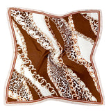 Brown Chain Print Square Scarf, 35.4 x 35.4 in