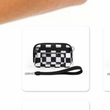Checkered ID Wallet Nylon Wristlets Black White