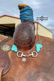 Western Equestrian Turquoise Snaffle Horse Bit Necklace Silver