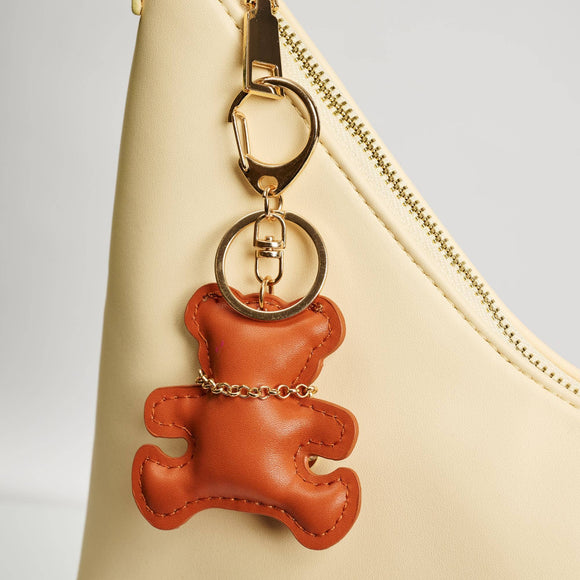 Vegan Leather Brown Bear Keychain Bag Charm