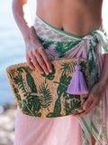 Allegra Tropical Zip Travel Cosmetic Pouch, Green Tan