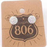 Round Bling Rhinestone Crystal Stud Earring White