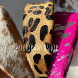 Genuine Cowhide Leather Headband | Leopard Print | One of a Kind