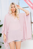 Lightweight Hooded Swimsuit Cover up with Tassels Mauve