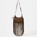 Faux Suede Fringe Crossbody Bag | Dark Brown
