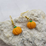 Dainty Fall Clay Pumpkin Dangle Earrings