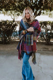 Plaid Pocket Ruana Wrap — Fuchsia