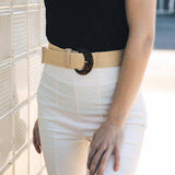 Basketweave Stretch Cinch Belt – Natural