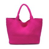 Sky's The Limit Large Woven Neoprene Tote | Fuchsia