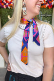 Chico Aztec Skinny Cowgirl Mini Wild Rag Scarf Necktie Purple Pink Blue