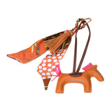 Vegan Leather Horse Tassel Scarf Keychain Bag Charm