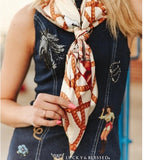 Cream Rope Horse Horseshoe Printed Western Southwestern Wild Rag Scarf Accent